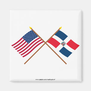 Gekreuzte Flaggen US und der Dominikanischen Magnet