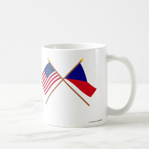Gekreuzte Flaggen US und der Tschechischen Kaffeetasse