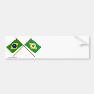 Gekreuzte Flaggen von Brasilien und von Ceará Autoaufkleber