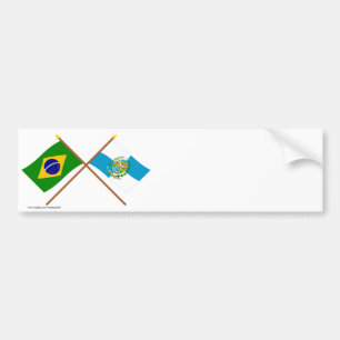 Gekreuzte Flaggen von Brasilien und von Rio de Autoaufkleber