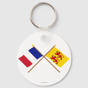 Gekreuzte Flaggen von Frankreich und von Schlüsselanhänger