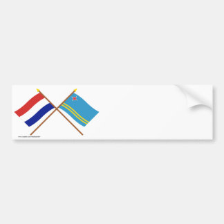 Gekreuzte Flaggen von Holland und von Aruba Autoaufkleber