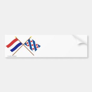 Gekreuzte Flaggen von Holland und von Friesland Autoaufkleber