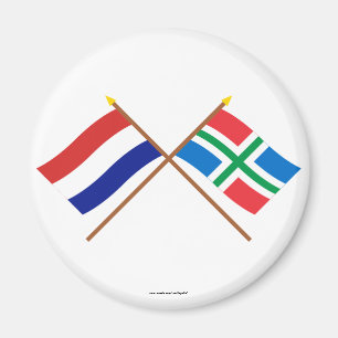 Gekreuzte Flaggen von Holland und von Groningen Magnet