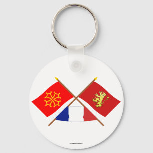 Gekreuzte Flaggen von Midi-Pyrénées und von Schlüsselanhänger