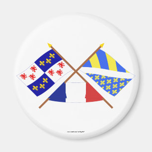 Gekreuzte Flaggen von Picardie und von Oise Magnet