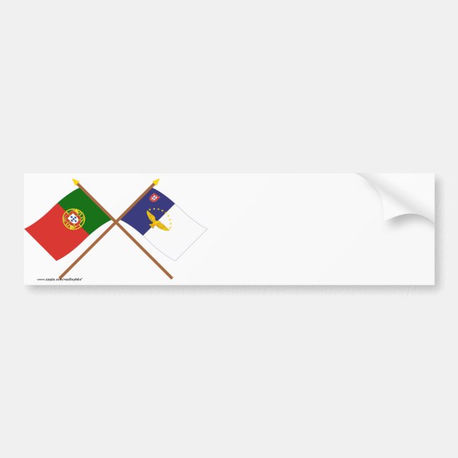 Gekreuzte Flaggen von Portugal und von Azoren Autoaufkleber (Vorne)