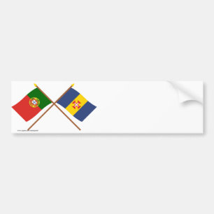 Gekreuzte Flaggen von Portugal und von Madeira Autoaufkleber