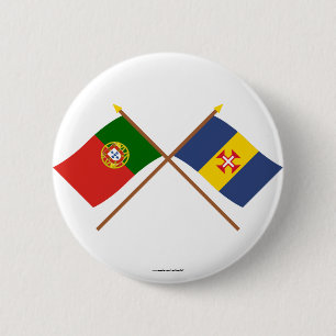 Gekreuzte Flaggen von Portugal und von Madeira Button