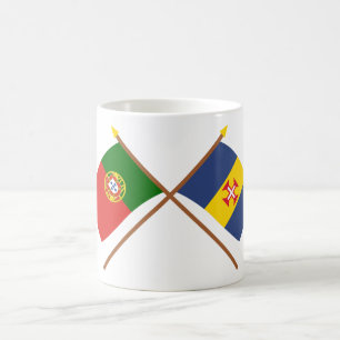 Gekreuzte Flaggen von Portugal und von Madeira Kaffeetasse