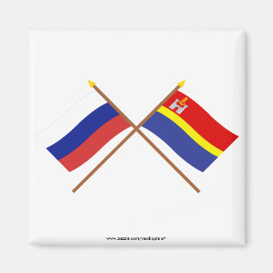 Gekreuzte Flaggen von Russland und von Kaliningrad Magnet