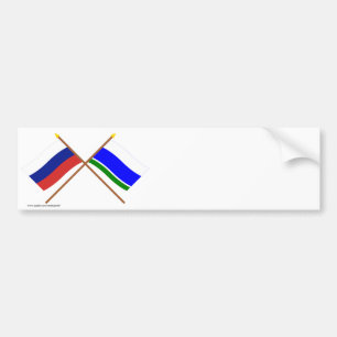 Gekreuzte Flaggen von Russland und von Swerdlowsk Autoaufkleber