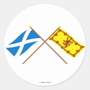 Gekreuzte Flaggen von Schottland Runder Aufkleber