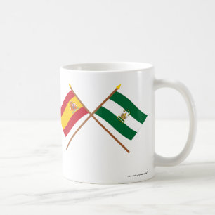 Gekreuzte Flaggen von Spanien und von Andalucía Kaffeetasse