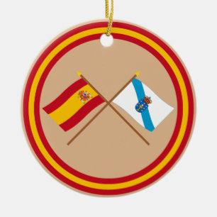 Gekreuzte Flaggen von Spanien und von Galizien Keramik Ornament