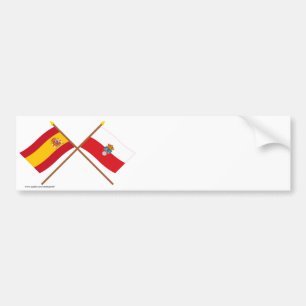 Gekreuzte Flaggen von Spanien und von Kantabrien Autoaufkleber