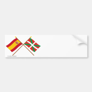 Gekreuzte Flaggen von Spanien und von País Vasco Autoaufkleber
