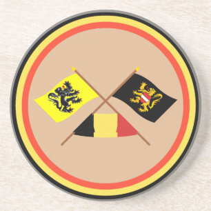 Gekreuzte Flandern- u. Brabantflaggen w Belgien Sandstein Untersetzer