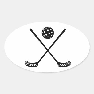 Gekreuzte floorball Stöcke Ovaler Aufkleber
