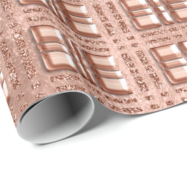 Gekreuzte Geometrie-Rose Gold-Kupfer-Konzert Geschenkpapier (Rolleneckpunkt)