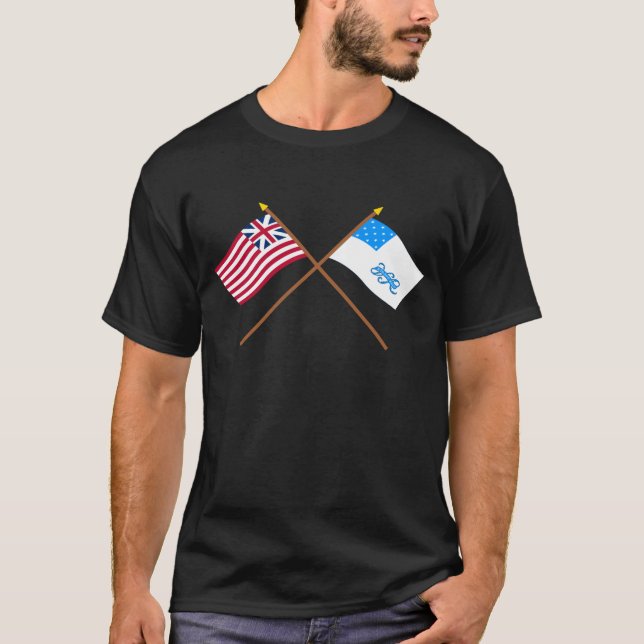Gekreuzte großartige Gewerkschaft und RI 1. T-Shirt (Vorderseite)