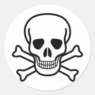 Gekreuzte Knochen des Schädel-x Runder Aufkleber