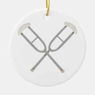 Gekreuzte Krücken Keramik Ornament