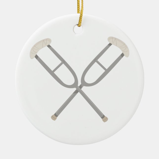 Gekreuzte Krücken Keramik Ornament (Vorne)