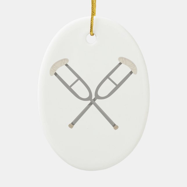 Gekreuzte Krücken Keramik Ornament (Vorne)