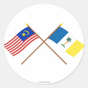 Gekreuzte Malaysia- und Penang-Flaggen Runder Aufkleber