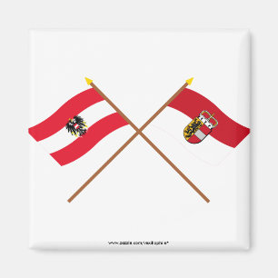 Gekreuzte Österreich- und Salzburg-Flaggen Magnet