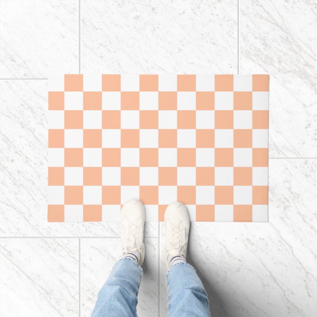 Gekreuzte Quadrate für orange-weiße geometrische F Fußmatte (Indoor)