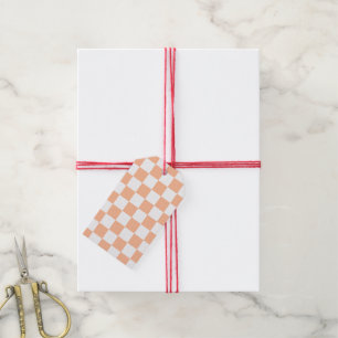 Gekreuzte Quadrate für orange-weiße geometrische F Geschenkanhänger