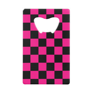 Gekreuzte Quadrate mit rosa, geometrischem Retro Geldbeutel Flaschenöffner