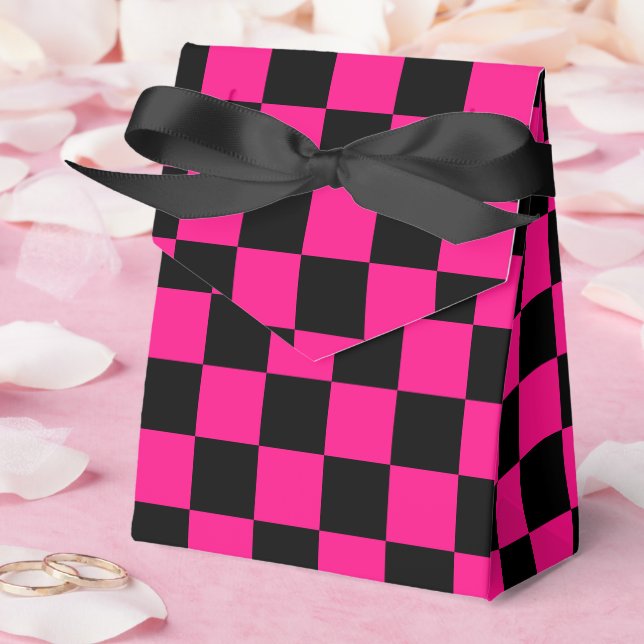 Gekreuzte Quadrate mit rosa, geometrischem Retro Geschenkschachtel (Hochzeit)
