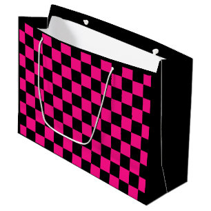 Gekreuzte Quadrate mit rosa, geometrischem Retro Große Geschenktüte