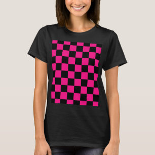 Gekreuzte Quadrate mit rosa, geometrischem Retro T-Shirt
