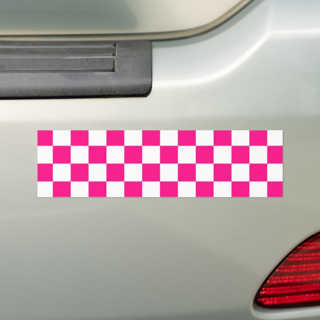 Gekreuzte Quadrate mit weißem, rosa Retro Autoaufkleber (Auf Auto)