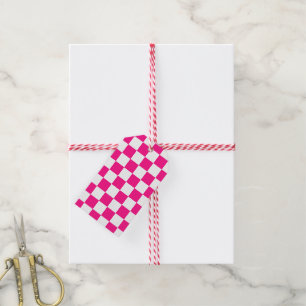 Gekreuzte Quadrate mit weißem, rosa Retro Geschenkanhänger