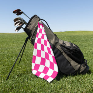 Gekreuzte Quadrate mit weißem, rosa Retro Golfhandtuch