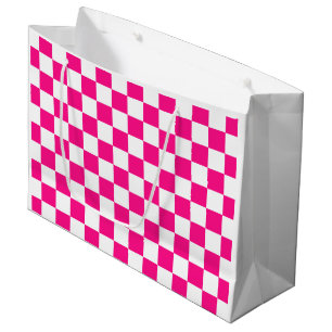 Gekreuzte Quadrate mit weißem, rosa Retro Große Geschenktüte