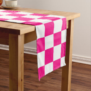 Gekreuzte Quadrate mit weißem, rosa Retro Großer Tischläufer