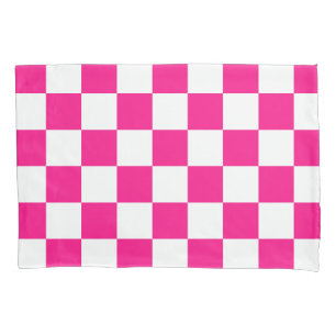 Gekreuzte Quadrate mit weißem, rosa Retro Kissenbezug