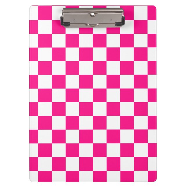 Gekreuzte Quadrate mit weißem, rosa Retro Klemmbrett (Vorderseite)
