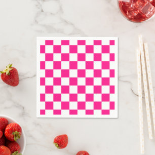 Gekreuzte Quadrate mit weißem, rosa Retro Serviette