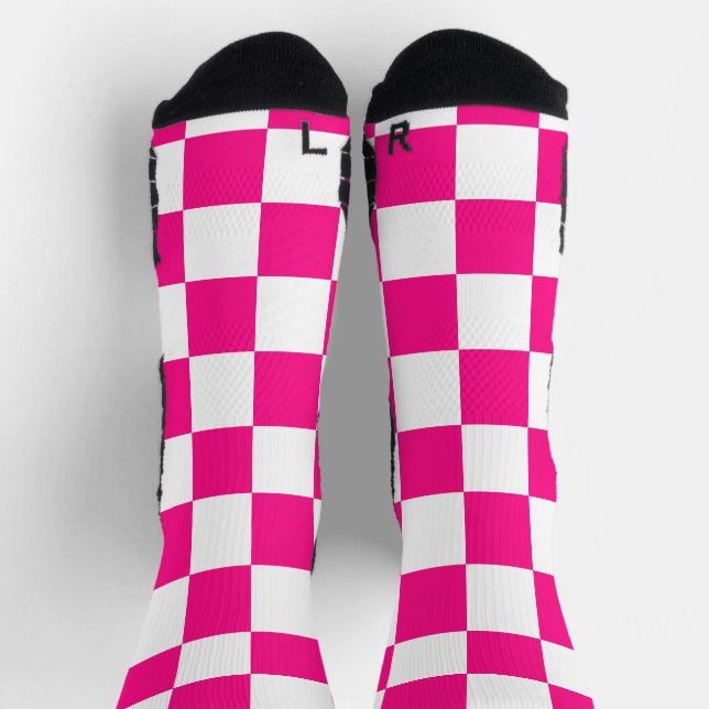 Gekreuzte Quadrate mit weißem, rosa Retro Socken (Oben)