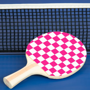 Gekreuzte Quadrate mit weißem, rosa Retro Tischtennis Schläger