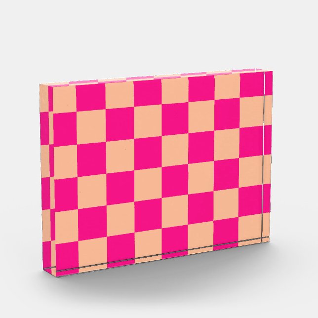 Gekreuzte Quadrate pfirsichfarbenes geometrisches  Fotoblock (Links)