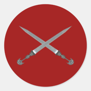 gekreuzte Schwerter crossed swords Runder Aufkleber