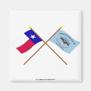 Gekreuzte Texas- und New- Orleansgrau-Flaggen Magnet